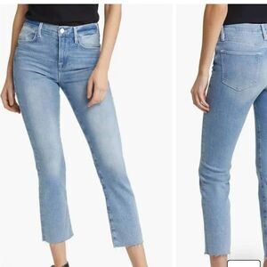 32 FRAME Le High Straight Crop Raw Hem